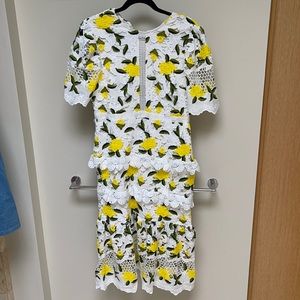 Beautiful lace yellow & white dress